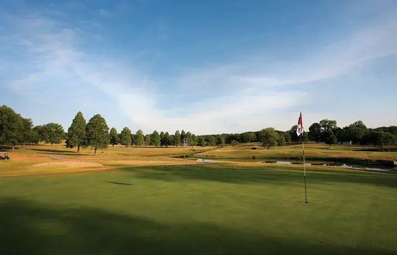 Cambridge Golf Course putting green near homes in Evansville, Indiana.