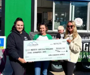 Chris Brown Homes presents a $500 donation to the North Greenbrier Fall Festival.